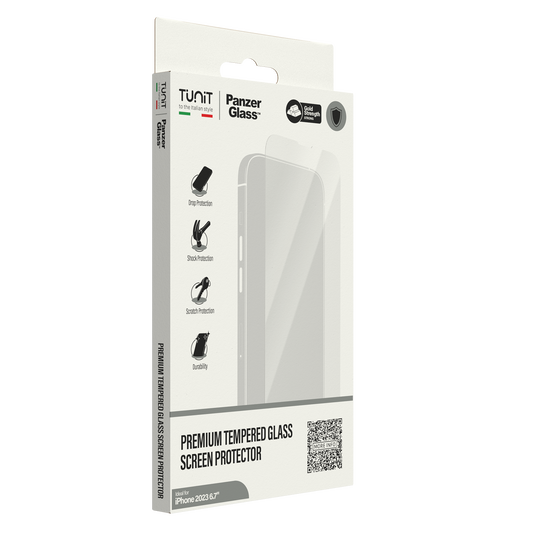 Vetro protettivo Premium Tunit SAFE. by PanzerGlass per iPhone 15 Pro