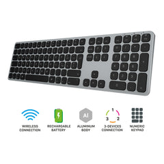 Tastiera wireless in alluminio con tastierino numerico - Grigio Siderale | ITA