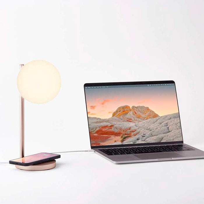Lexon Bubble Lamp - Lampada da scrivania con caricatore wireless integrato - Oro